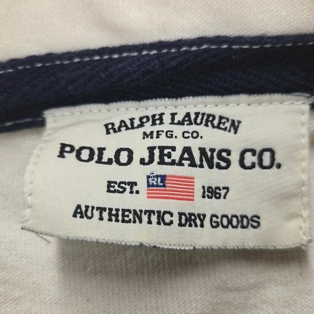 Ralph Lauren Polo Jeans Shirt Mens XL Tan Vintage Large Print‎ 67 Spellout Y2K